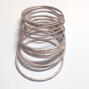 Set of 12 Rose‎ Pink Bangle Bracelets